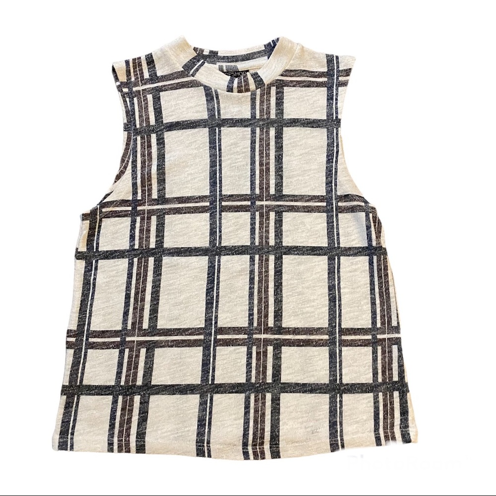 TopShop Window Pane Plaid Sleeveless Top